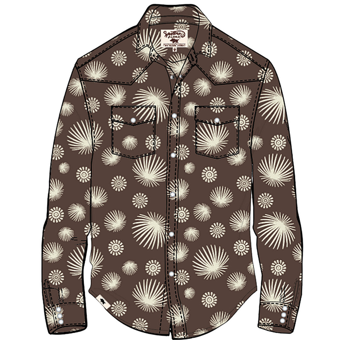 Men's Long Sleeve Silversword Aloha Snap Shirt Brown (PREORDER)