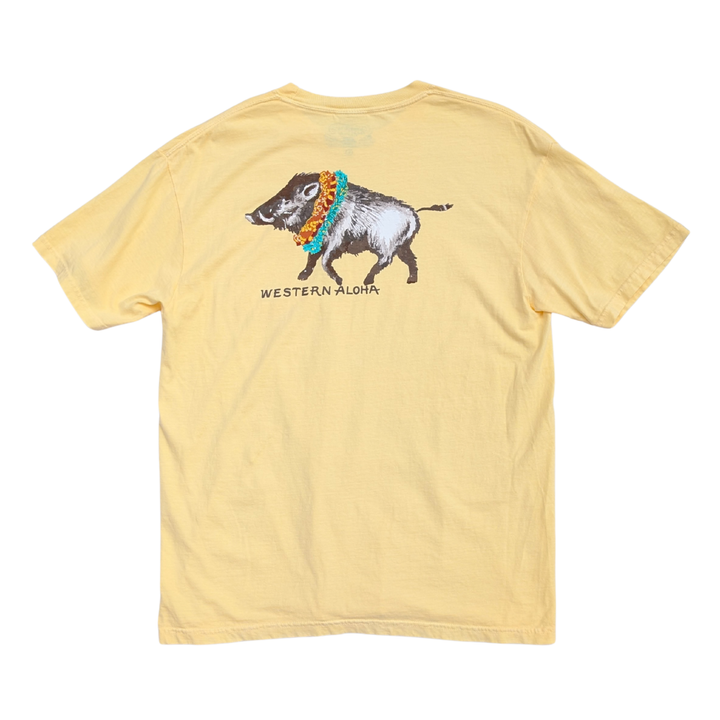 Double Lei Boar Pocket Tee - Yellow