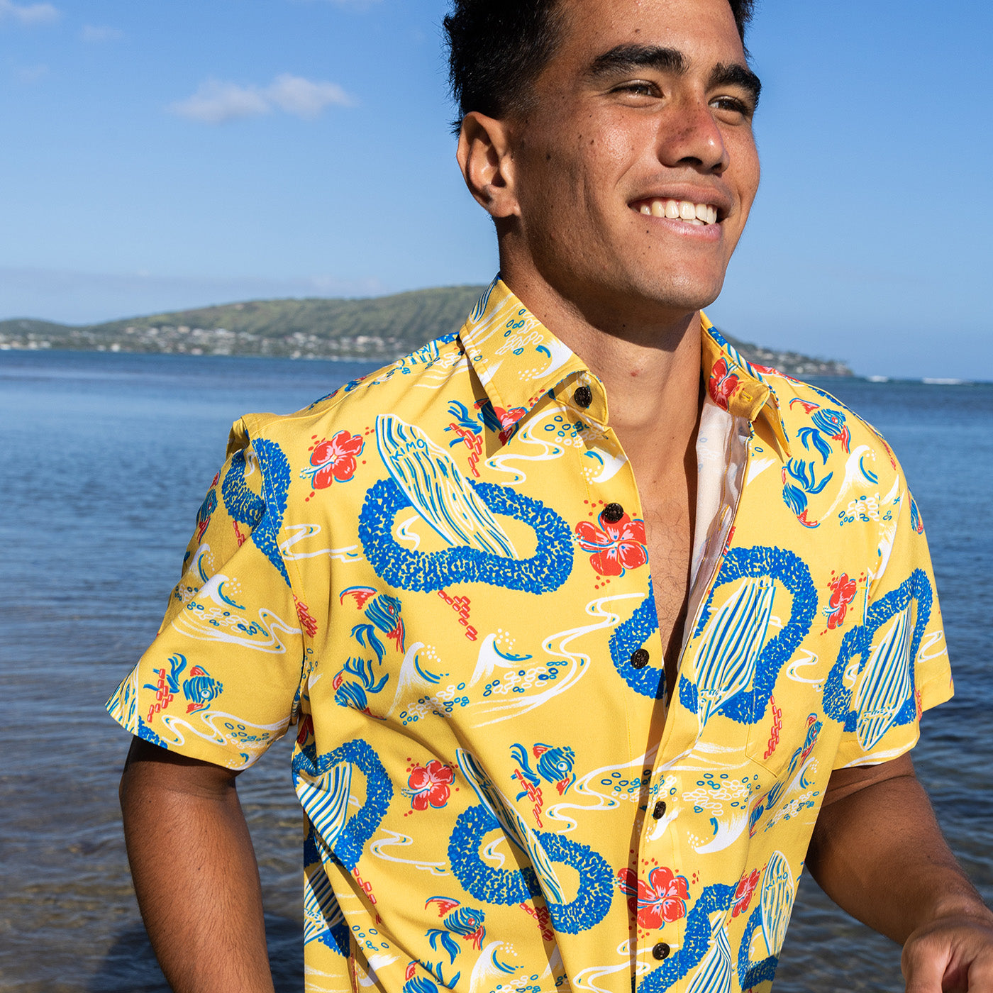Surfboard Yellow Aloha Shirt