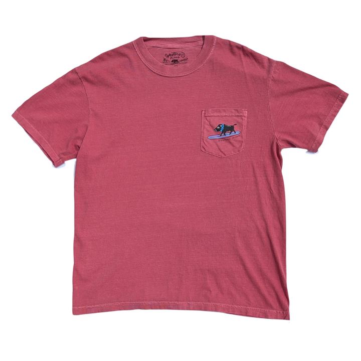 Surfing Boar Pocket Tee - Red
