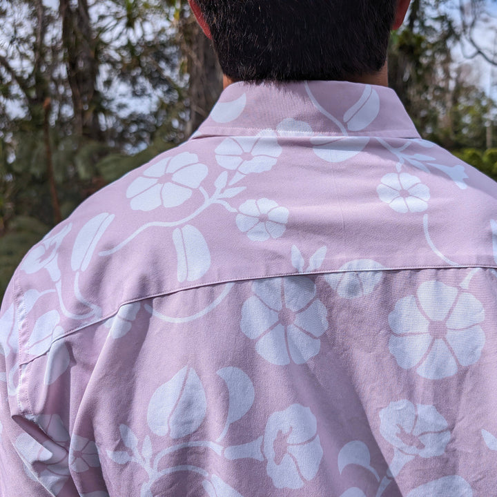 Men's Short Sleeve Pohuehue Pareu Pink Shirt