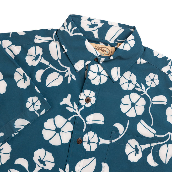 Men's Short Sleeve Pohuehue Pareu Navy Shirt