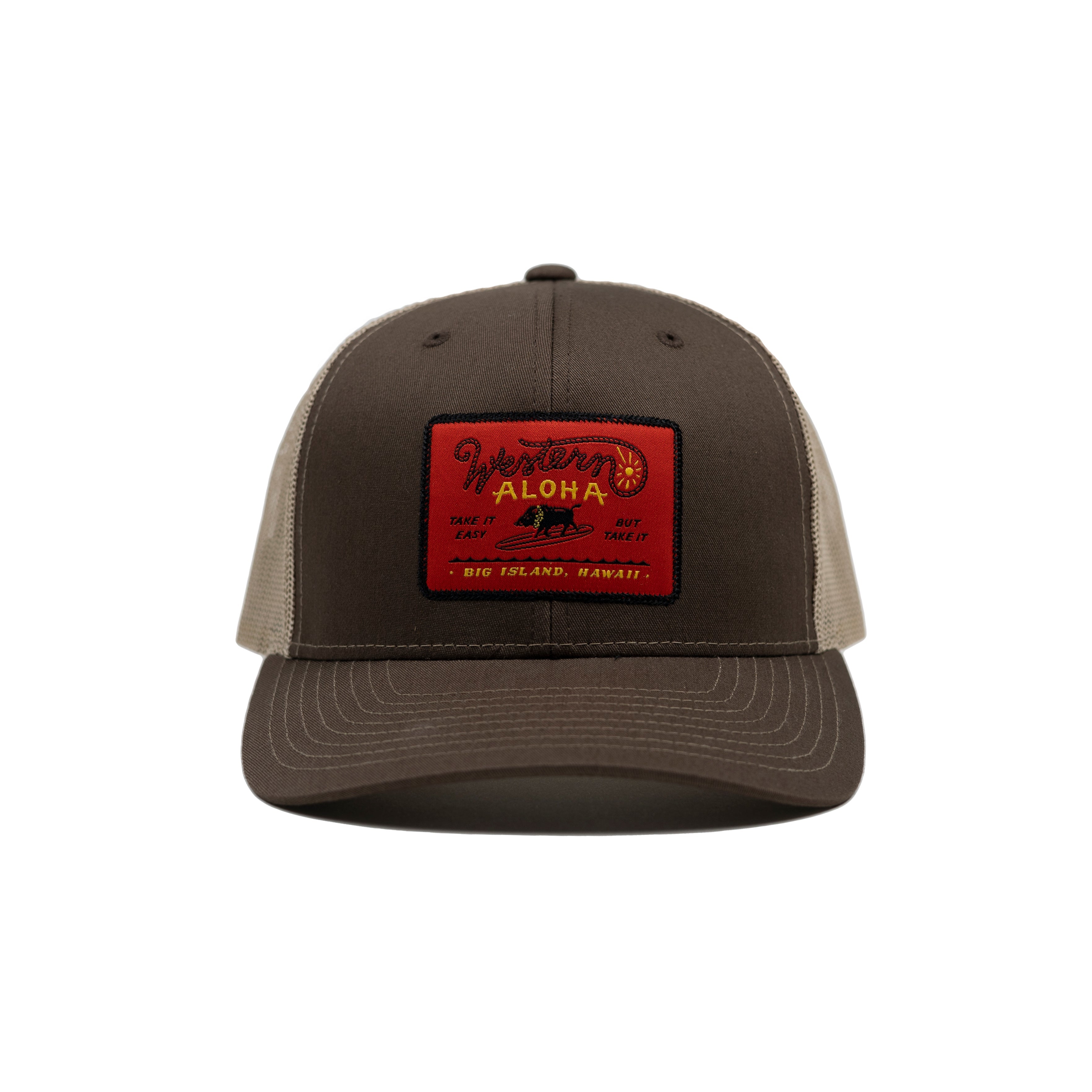 Surfing Boar Patch Snapback Brown / Khaki / Red