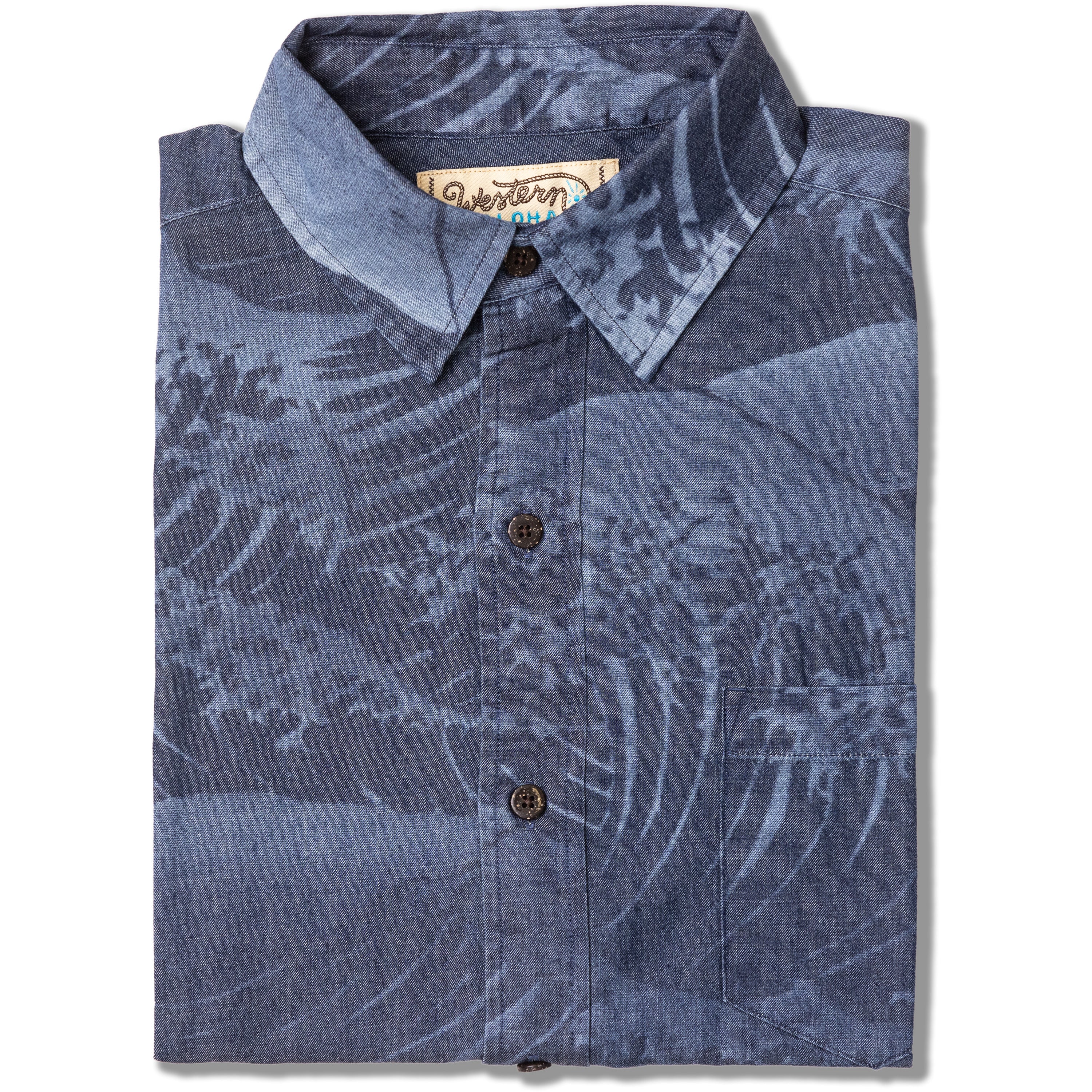 Men's Indigo Denim Aloha Shirt Alenuihaha